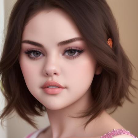 Selena Gomez (masterpiece, best quality) ( full body), ,masterpiece, beautiful detailed eyes, looking at viewer, detailed beautiful face,  extremely detailed, high, 1girl, black hair, long hair, best quality, closed mouth <lora:Selena Gomez:1>,