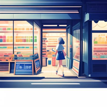 colorful,  illustration,2d illustration, abstract,girl,shopping,chart,,clear backgroud <lora:colorillu3:1>