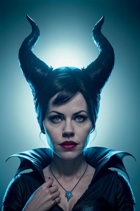 portrait photo of (f41ruz43-14850:1.0) as Maleficent, soft lighting, movie promo