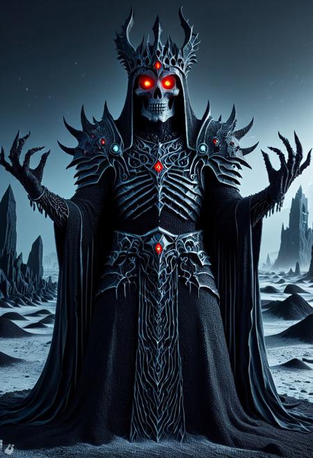a lich with its skin made of ObsidianSand with red glowing eyes,
laser eyes portrait, ObsidianSand, absurdres, masterpiece, ethereal, mystical, sfw, clothed, full body