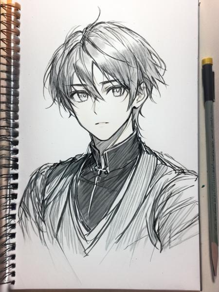 <lora:caogao:1>,sketch,handsome boy,