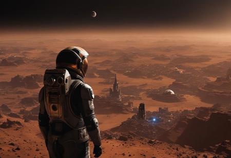 (masterpiece), ultra HD,
Space conquest of Mars,
black sky of space,
Dim light,
city,