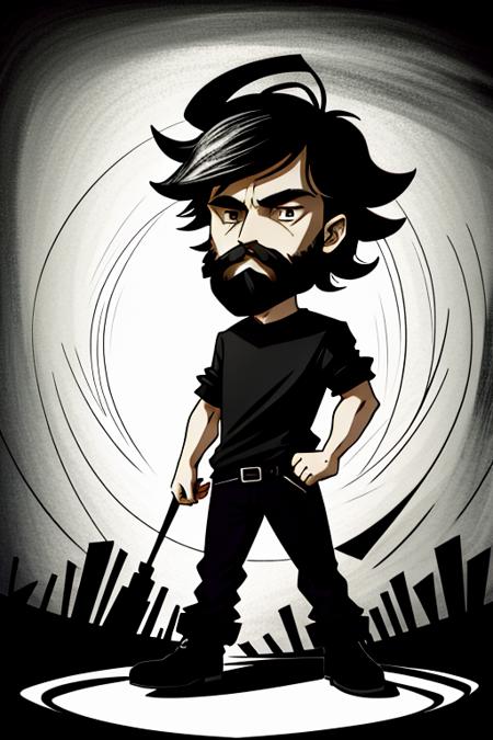 (image in dst style:1.2), messy lines, dark lines,  a man with a beard and a black shirt, (masterpiece, extremely detailed, 4k, 8k, 16k, highres:1.3) <lora:dontstarve_dst:1> <lora:peterDinklage_v10:0.9>