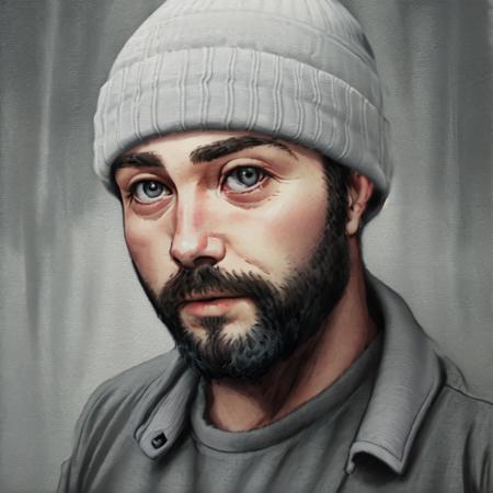 1boy, male, beard, grey beanie