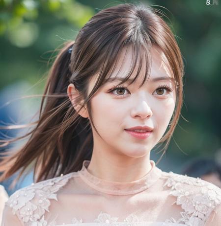 <lora:sayhello0o-v1-jeongyeontwice:0.8>, Nikon RAW photo,8k,Fujifilm XT3,masterpiece, best quality, realistic, photorealistic,ultra detailed,1girl,solo, close up portrait, standing, beautiful blue sky, gorgeous expression, woman, wearing dress, in a park jeongyeon, looking at camera, cute,