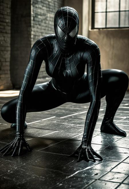 score_9, score_8_up, score_7_up, best quality, realistic, masterpiece, beautiful detail, hyperrealistic, night, ((1girl, woman body, big breasts)), amazing detailed full body portrait of a sexy girl, wearing a realistic and highly detailed black raimi spider-man suit, ((huge muscular girl)), ((wears black spiderman mask)), professional model wears ultra - detailed black raimi spider - man suit, ultra - detailed and grained black raimi spiderman suit, suit covered entire body and hand, black spiderman gloves, (laying on a floor), (full body), (dirty skin), octane render, highly detailed, volumetric, dramatic lighting, (highest quality:1.1), (HDR:1.3), (top quality, best quality), realistic, high definition,