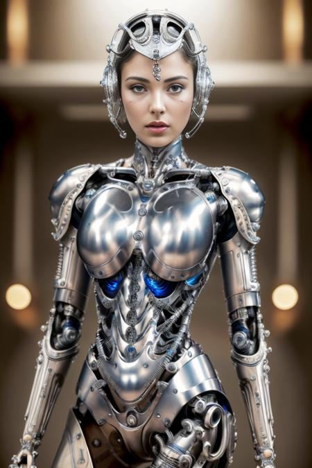 masterpiece, photo realistic, best quality, a raw photo of a steel cyborg girl, Classic headshot posebiomechanical, mshn robot, hyper realistic, intricate design, (insanely detailed:1.4), (extremely fine details:1.35), Extremely sharp lines, cinematic lighting, Photorealistic, a detailed masterpiece by Ralph McQuarrie,Agnes Cecile <lora:mshn:0.7>