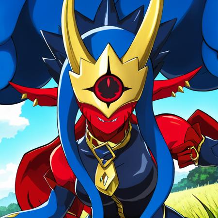 sfw, masterpiece, best quality,absurderes,medusamon,1girl,solo,cropped,close-up,portrait,anime screencap,anime,outdoors, blue snake hair,red skin,pointy ears,single eye,cyclops,angry, <lora:MedusamonXLBetaLocal:0.9>