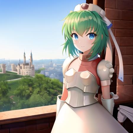 masterpiece, best quality, 1girl, marina_liteyears, solo, castle background