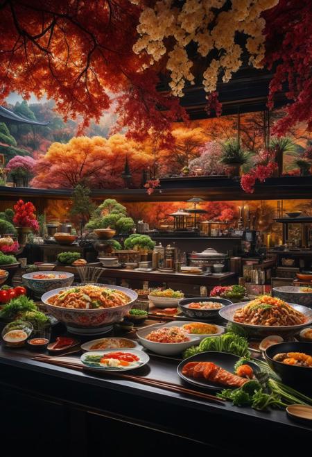 Ultra-wide photorealistic image,centered, photography, analog, | fried rice bowl dish, food photo, restaurant, table, japanese restaurant, | depth of field, bokeh, - 8k photorealistic masterpiece ,liquid tempera, calligraphy, acrylic: color watercolor, cinematic lighting, maximalist photo illustration: marton Bobzert: 8k concept art, extremely detailed, complex, elegant, vast, fantastical and psychedelic realism,