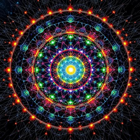 Layers Of Cybernetic Neurons, Scientific 4.0, Dimensional Rift, Abstract Diagram of Complex Supernatural Mathematics, Colorful 22 Step Spirit World, Pure Energy Balls, High Contrast Melding