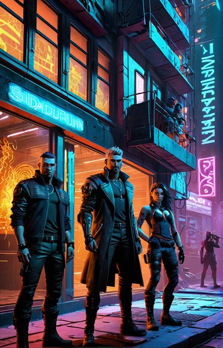 8K ultra high resolution (ZDYNA_POSE) photo of a group of heterogenious (NETRUNNER) mixing 3 men (MASCULINE),a troll SHAMAN (NEO-AZTEC) (shadowrun style:1,4) attack a dilapidated building,the adversaries firing automatic weapons from upstairs windows (cyberpunk tones, neo-impressionism, hyper detailed and futuristic lines, expressive, extremely beautiful:1,4),(intricate details, masterpiece, best quality:1,4),cyberpunk,cyber style,cyberpunk inspired,synthwave,neon,vibrant,detailed,futurism,dynamic pose,SHADOWRUN_CHARACTER,in the style of shadowrun roleplaying game,N/A,explosions in street,car in fire,SHADOWRUN_SURFACE,(perfect face: 1,4) (perfect anatomy:1,4),4NG3L FACE,STREETMAGE CYBERPUNK