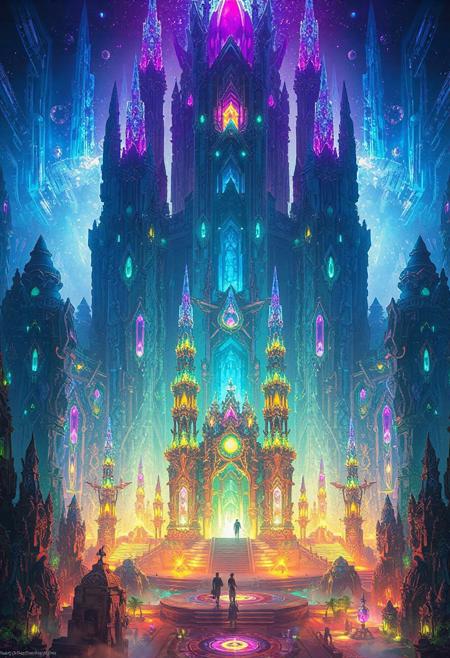 best quality, masterpiece, amazing quality, very aesthetic, absurdres, biopunk, crystal civilization, epic fantasy, crystal skyscrapers, bioluminescent towers, majestic, glowing crystal architecture, intricate temples, vibrant colors, deep lighting, blues, purples, greens, ancient-futuristic city, surreal design, otherworldly