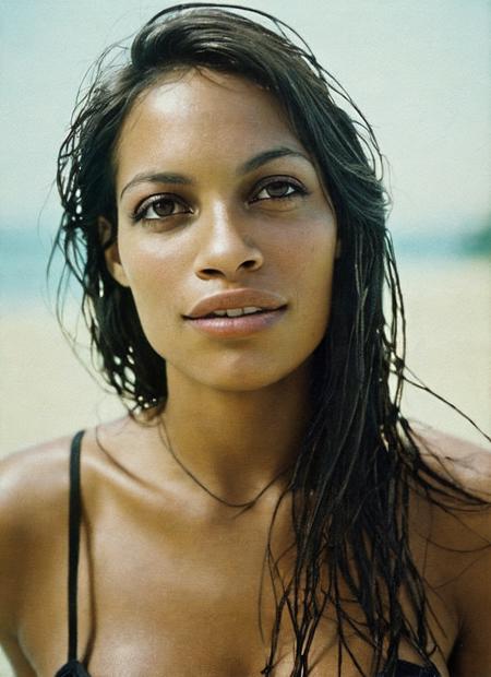 photo of beautiful sks woman, hyper realistic photograph, detailed face,film grain, Kodak portra 800, f1.8, intricate, at the beach, <lora:locon_rosario_v1_from_v1_64_32:1.3>