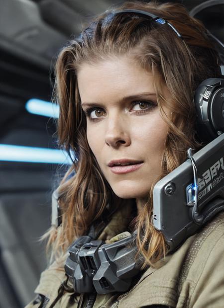 close up photo of sks woman, rugged space trucker, inside industrial spaceship, futuristic science fiction, action scene, digital concept art, realistic, intricate detailed textures, filmic, cinematic, environmental character portrait, <lora:locon_katemara_v1_from_v1_64_32:1.25>