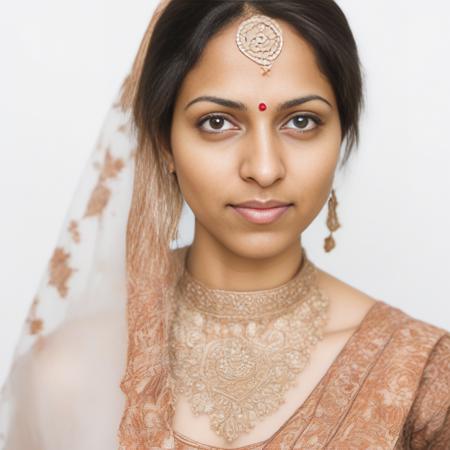 desimocha, headshot photo, close up, woman,  intricate indian dress, flat matte white background,  natural lighting, studio quality, natural skin color  <lora:DesiCoffeeSDXL-000002:1>