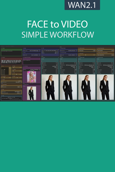 FACE to VIDEO simple workflow WAN2.1 | GGUF | PuLID | UPSCALE | TeaCache v1.1