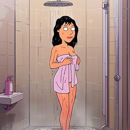 score_9, score_8_up, score_7_up, source_cartoon, bonnieswanson, 1girl, solo, black hair, in the shower, towel, bathroom, wet, cinematic, shaded,
<lora:Bonnie_Swanson:1>