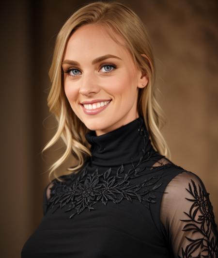 d3b0, upper body, smile, sexy dress, Intricate details, breast, turtleneck