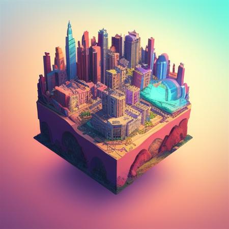 duskametric15 microworlds post apocalyptic isometric cutaway scenery landscape of a city on a venus, vaporwave elements,  postmodern concept art, artstation, 8k,  octane render, vibrant colors, trending on deviantart duskametric15 microworlds