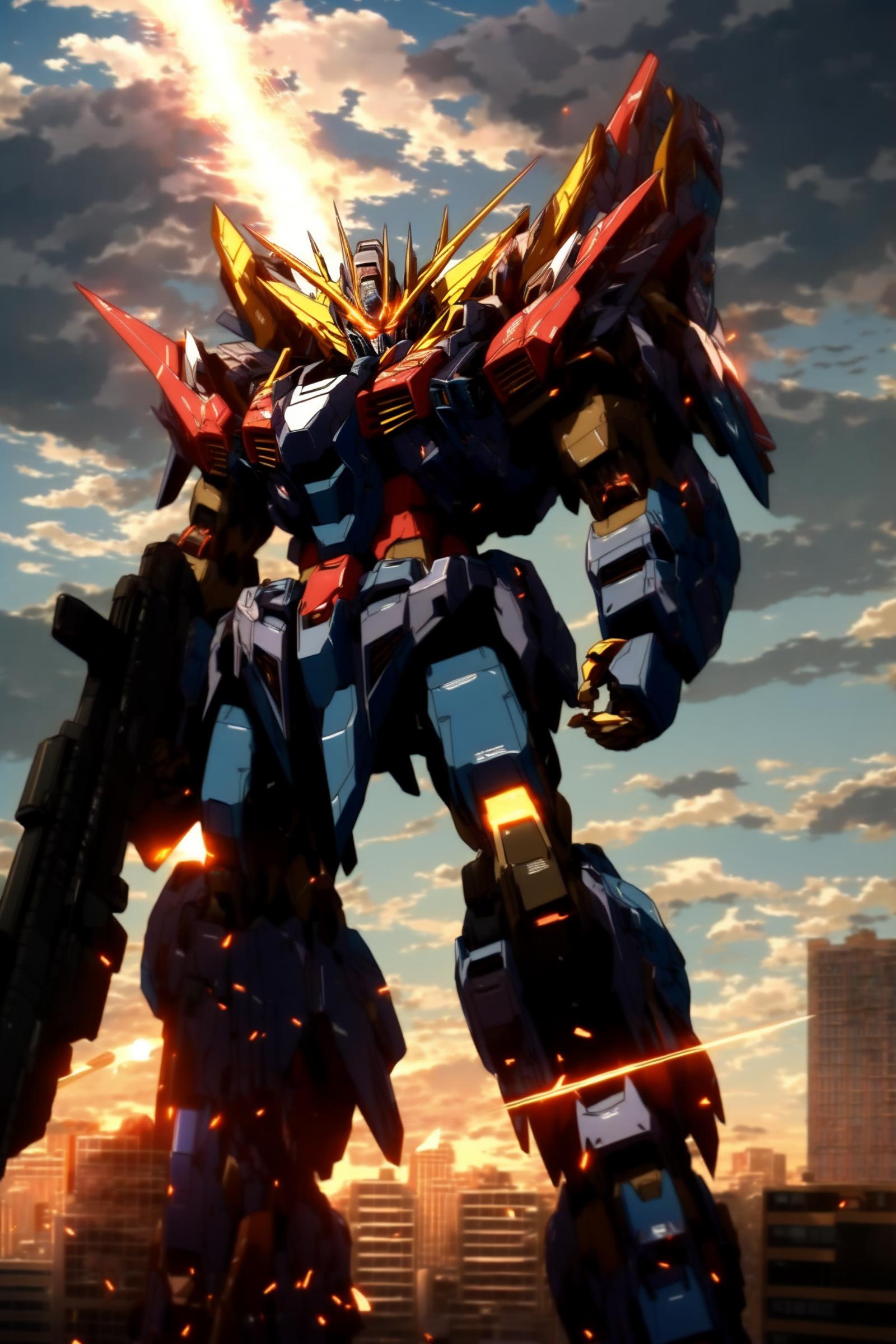 Super robot diffusion(Gundam, EVA, ARMORED CORE, BATTLE TECH like mecha lora) image by waomodder