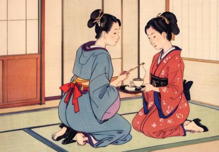 <lora:Shunga:1.0>, 2girls, traditional japanse clothes, kneeling, Japanese tea ceremony, indoor
ADDCOL, 2girls, traditional japanse clothes, kneeling, Japanese tea ceremony, indoor