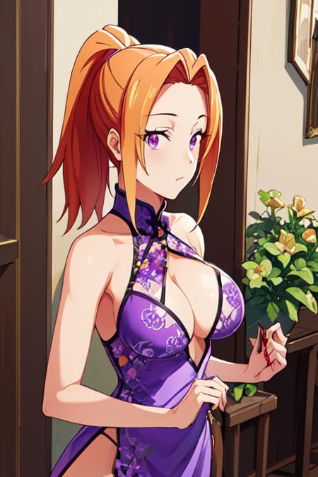 SachiTakamiyaR4 1girl, orange hair, purple eyes, ponytail