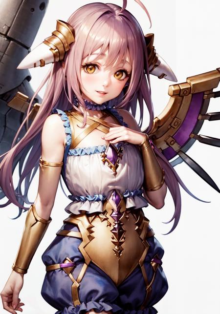 a beautiful masterpiece portrait of (Aenea24:1.2) standing, 1girl, (highres, 4k, 8k wallpaper,) realistic, hyperrealistic, (official art, game cg, cygames, shadowverse), solo, expressive face, realistic face, cute face, long hair, (petite), (cute), petite, best quality, textured clothing, textured skin, ultra-detailed, empty eyes, detailed eyes, expressive face, realistic face, nose, blush, small breasts, cute, 1girl, thighhighs, solo, shorts, wings, sleeveless, bangs, frills, dress, ahoge, gears, choker, armlet, breasts, jewelry, android, headgear, collarbone, robot, shirt, purple hair, long hair, yellow eyes, mechanical wings, looking at viewer, hair ornament, white thighhighs, small breasts, brown eyes, hair between eyes, bare shoulders, v-shaped eyebrows, sleeveless dress, white dress, zettai ryouiki, short dress, (short shorts), (frilled shorts), mechanical arms, parted lips, single mechanical arm, mecha musume, ((puffy shorts)), frilled thighhighs, (blue shorts), science fiction looking at viewer, smile, cinematic lighting, android, full body, straight-on,