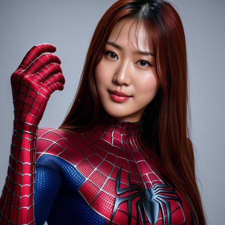 score_9, score_8_up, score_7_up, best quality, realistic, masterpiece, beautiful detail, hyperrealistic, ((1girl, woman body, big breasts)), amazing detailed full body of a beautiful korean mary jane, wearing a realistic and highly detailed black raimi spider-man suit, ((huge muscular girl)), amazing detailed full body portrait of a sexy korean girl, wearing a realistic and highly detailed raimi spider-man suit, ((huge muscular girl)), professional model wears ultra - detailed raimi spider - man suit, ultra - detailed and grained raimi spiderman suit, suit covered entire body and hand, spiderman gloves, wet,, wet, (close up selfie pose, smile), close up, octane render, highly detailed, volumetric, dramatic lighting, (highest quality:1.1), (HDR:1.3), (top quality, best quality), realistic, high definition,
