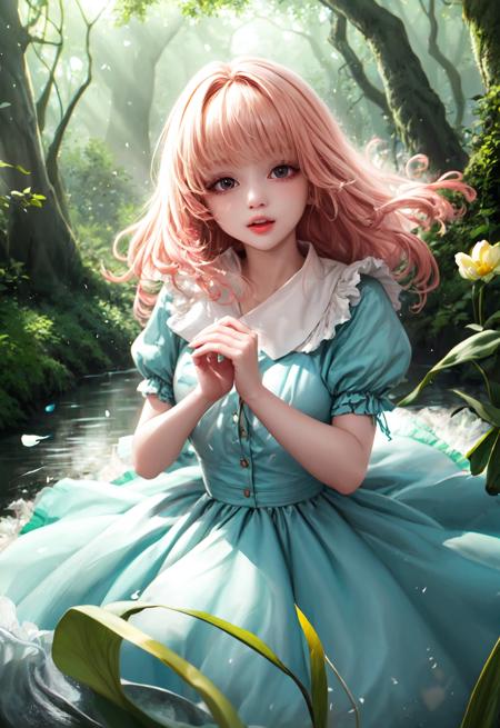 girl in a forest with floating flowers, river, puffy, puffy cheeks, cute,
vibrant colors, colorful art style, 
soft lighting, soft shadows, detailed textures, dynamic lighting,  
nice hands, perfect hands, 
<lyco:GoodHands-beta2:1.0> 
<lora:add_detail:1>