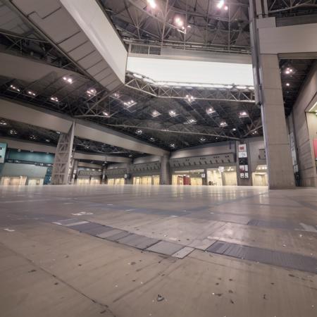 tokyobigsight, EASTHALL, scenery, indoors, ceiling light, lights, light, sign, lamppost, ceiling, real world location