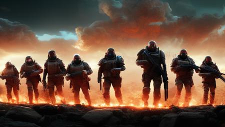 photo of (TwinRealms:1), epic composition, cinematic lighting, Incredible Heroic Soldiers of the (PromptHeist:1)