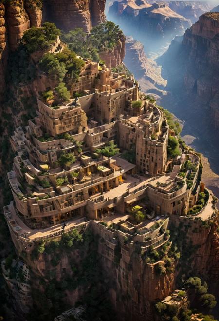 (The colonial city of the future, in the mist-filled Grand Canyon, on an unknown Earth-like planet, 2 moon on sky, Spaceship flight connects colonies, waterfulls:1.3), (Machu Picchu, a mountain settlement, incredibly spectacular:1.2), (Mario Botta:1.3), (avant-garde, future, reality, science fiction, photorealistic), (modern architecture:1.2), 
(Large Files, Ultra Realistic, 8K, 16k, FHD, HD, VFX, Perfect, Photography, composition, Architecture Sales Photography, Architecture Competition, Ultra High Resolution, Cinematography, High Resolution Image:1.1), (dramatic lighting, direct sunlight, ray tracing, clear shadow:1.2),  (real landscape:1.1), (blurred background:1.0), (urban background, more_details) ,
ac_neg1, great lighting, clear, hillscastel, extrusionbuilding, vertical