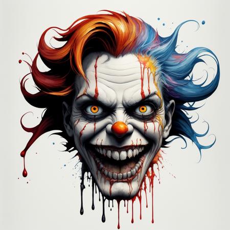 (artstation hd uhd 3d unreal engine renderen in blender vfx:1.25) BREAK Bansky art style, scary Ronald McDOnald, dark soul, evil laughter, splash of paint, digital illustration, comic book style, steampunk noir, perfect composition, centered, approaching perfection, dynamic, highly detailed, watercolor painting, artstation, concept art, soft, sharp focus, illustration, art by carne griffiths and wadim kashin and Jean-Michel Basquiat