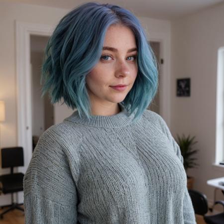 cg_vixenp, blue hair, gray eyes