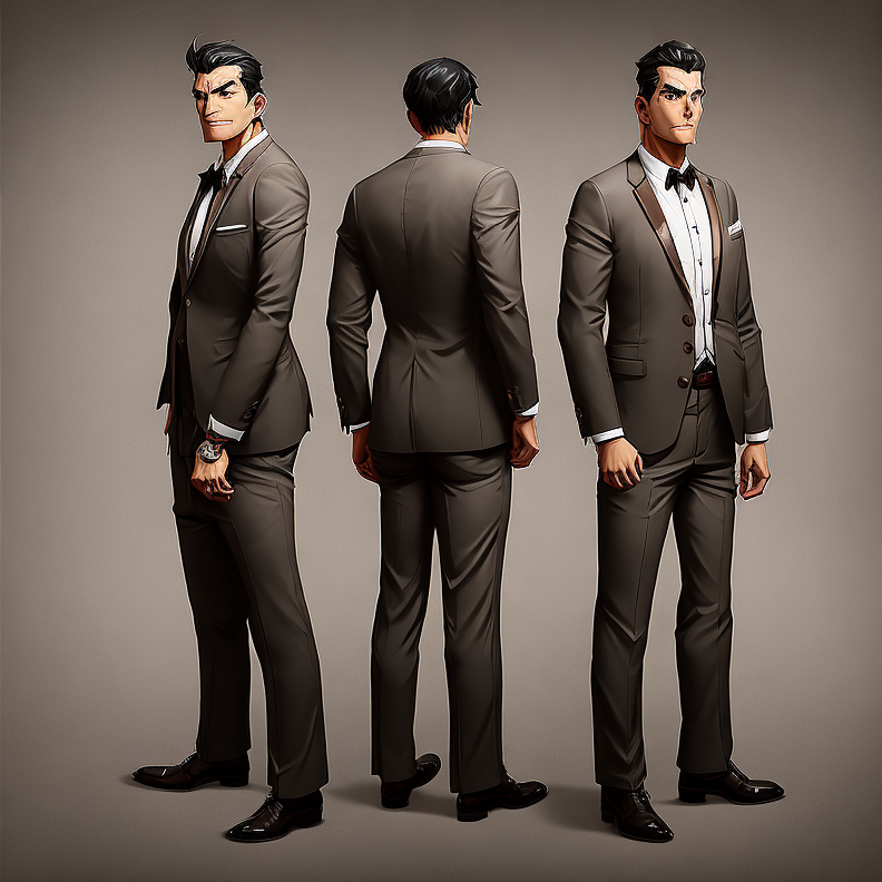 21CharTurnerV2 character turnaround of Native american man in a business suit, full body, standing, same outfit
