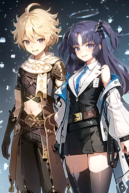 Aether x Yuuka Hayase (Genshin Impact x Blue Archive)