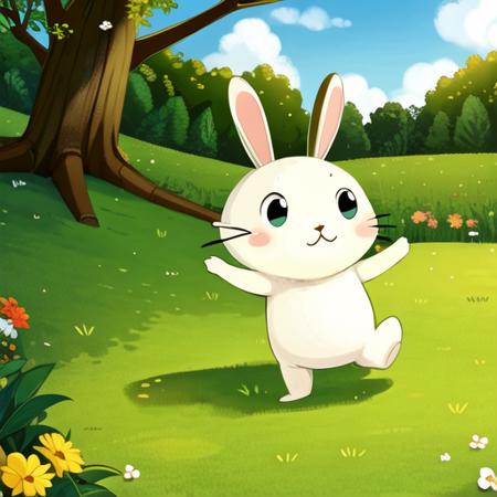 (masterpiece:1.2), best quality, masterpiece, highres, original, extremely detailed wallpaper, perfect lighting,(extremely detailed CG:1.2), drawing, bug, bunny, butterfly, field, grass, green background, green theme, no humans, outdoors, tree, turtle, <lora:picture_book:0.7>