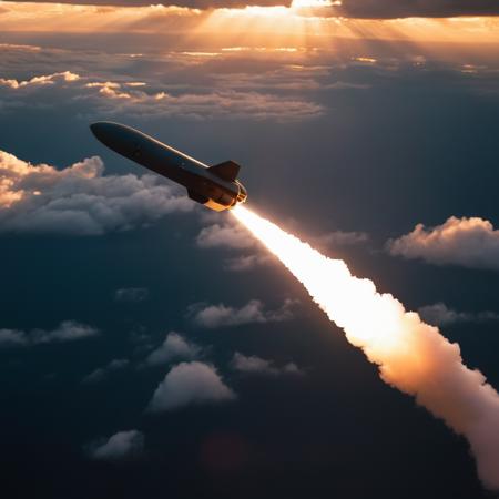 cinematic film still of  <lora:Modern Warfare style:1>
high angle from above,Cruise missile guided a missile flying through the air with a cloudy sunset sky in the background modern warfare style,sky,cloud,military,no humans,flying,aircraft,military vehicle,airplane,vehicle focus,contrail,jet,missile,fighter jet
, shallow depth of field, vignette, highly detailed, high budget, bokeh, cinemascope, moody, epic, gorgeous, film grain, grainy