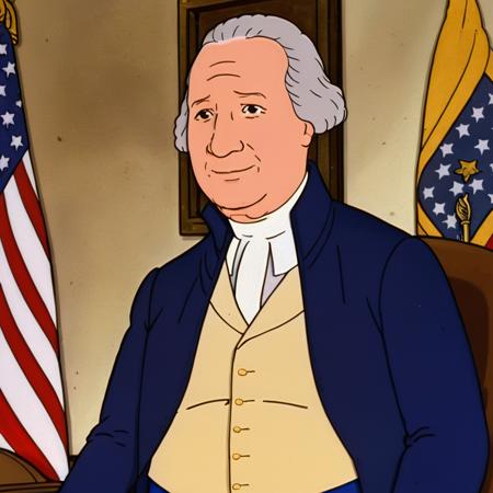 cartoon of George Washington (Politician, Founding Father)  
(in kingofthehill style:1.5)
 <lora:kingofthehillstyleXL_v.10.1:0.85>