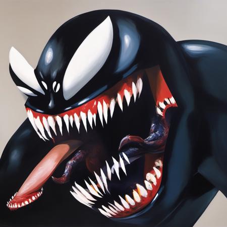 painting of Venom Symbiote with sharp teeth, George Condo Style, horror(theme),   <lora:MBTDF xl:0.9>