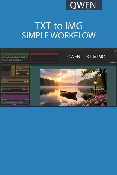 TXT to IMG simple workflow QWEN | UPSCALE | LORA | GGUF | CIVITAI Metadata v1.0