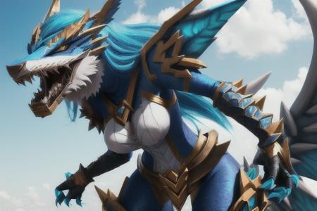 (((woman))) ((cosplaying)) as Zinogre (((looking at the camera))), beautiful, extremely detailed, 4k <lora:zinogre46e:0.05>