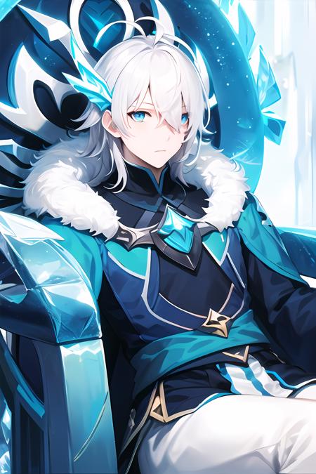 Pavel,White hair,Blue eyes,Ahoge,hair ornament