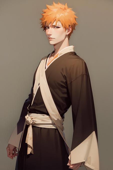 (masterpiece, best quality:1.2), <lora:bleach_kurosaki-07:1>, cowboy shot, solo, male focus, 1boy, kurosaki ichigo, slight smile, looking at viewer, short orange hair, brown eyes, japanese clothes, black kimono