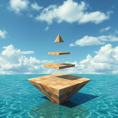 a floating split pyramid
