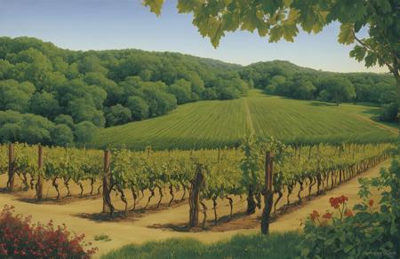 style of Roger Dean, arboretum ,yard ,vineyard ,terrace ,orchard ,