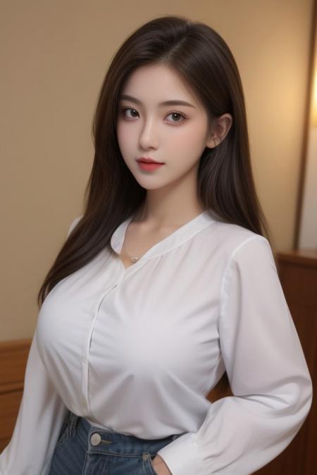 1girl, large breasts, blouse,