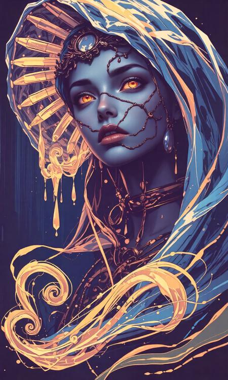 A hauntingly beautiful ghostly figure, illuminated by glowing plasma, emerging from the shadows. Realistic painting style with intricate details and lifelike textures. Inspired by the works of John Singer Sargent and Edgar Degas. Studio lighting creates a dramatic atmosphere for this concept art piece.