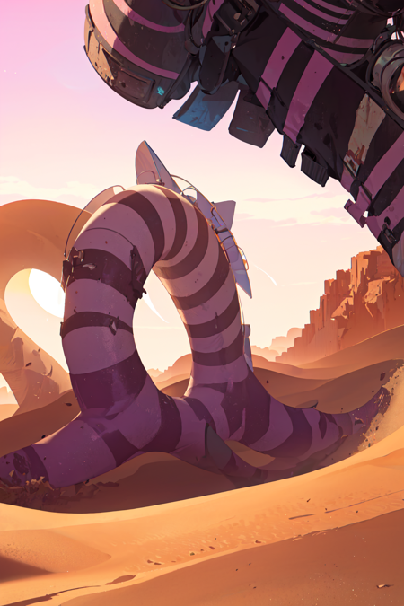 <lora:beetlejuiceSandy:.75>(masterpiece, best illustration),  sammie sandworm, (no humans),open mouth, tongue, teeth, summer time, vaporwave,  synthwave, city punk, sci-fi city, dust, in the Sahara desert, rim lighting, side lighting, (best anatomy),  (dynamic angle),pov